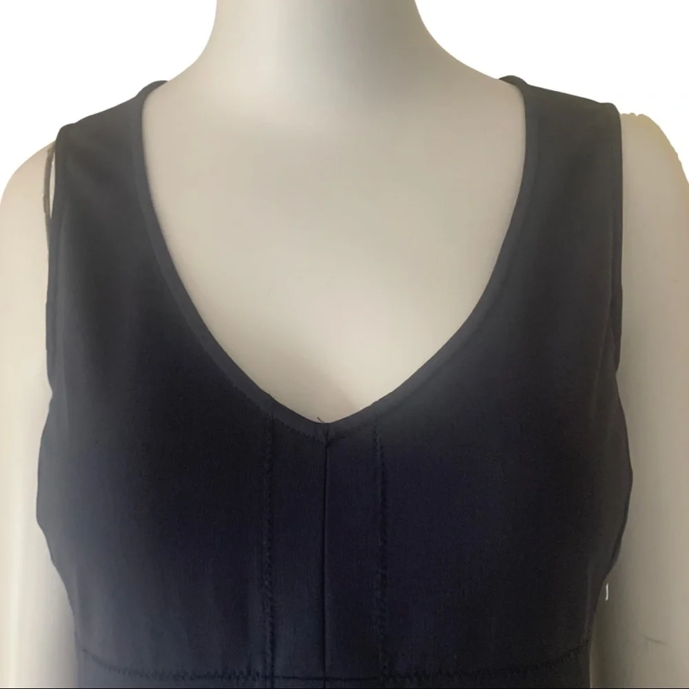 THEORY Kale B V-Neck Sheath Dress Wool Blend Midi Navy Blue Style 7011610R - Picture 3 of 16